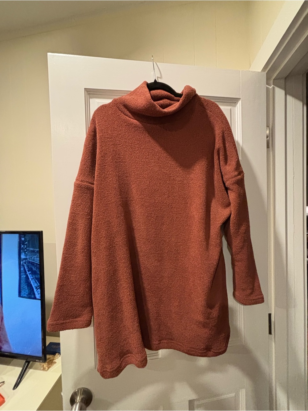 Free People Burnt Orange Cowl Neck Oversized Sweater
